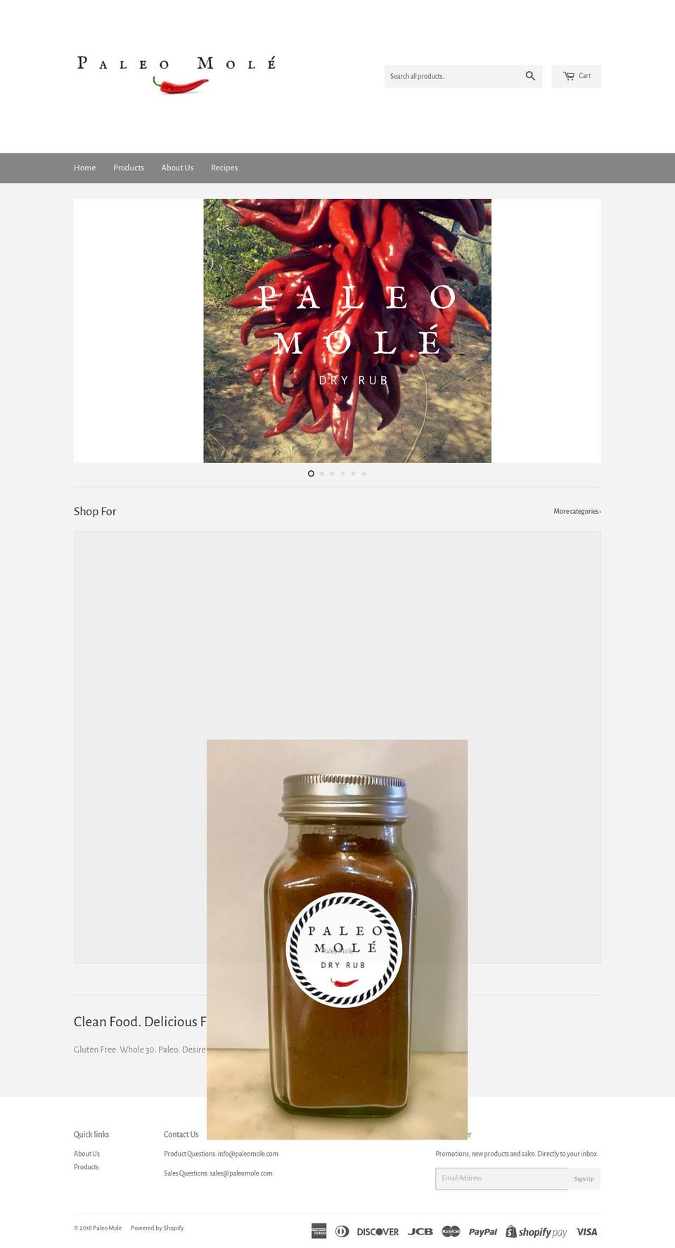 paleomole.com — Shopify storefront screenshot