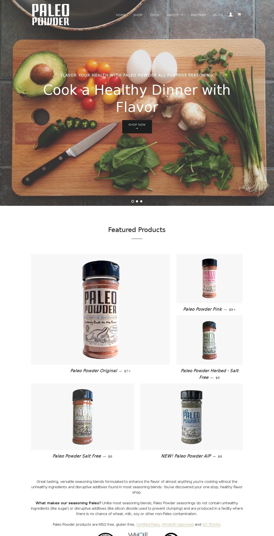 paleopowderseasoning.com shopify website screenshot