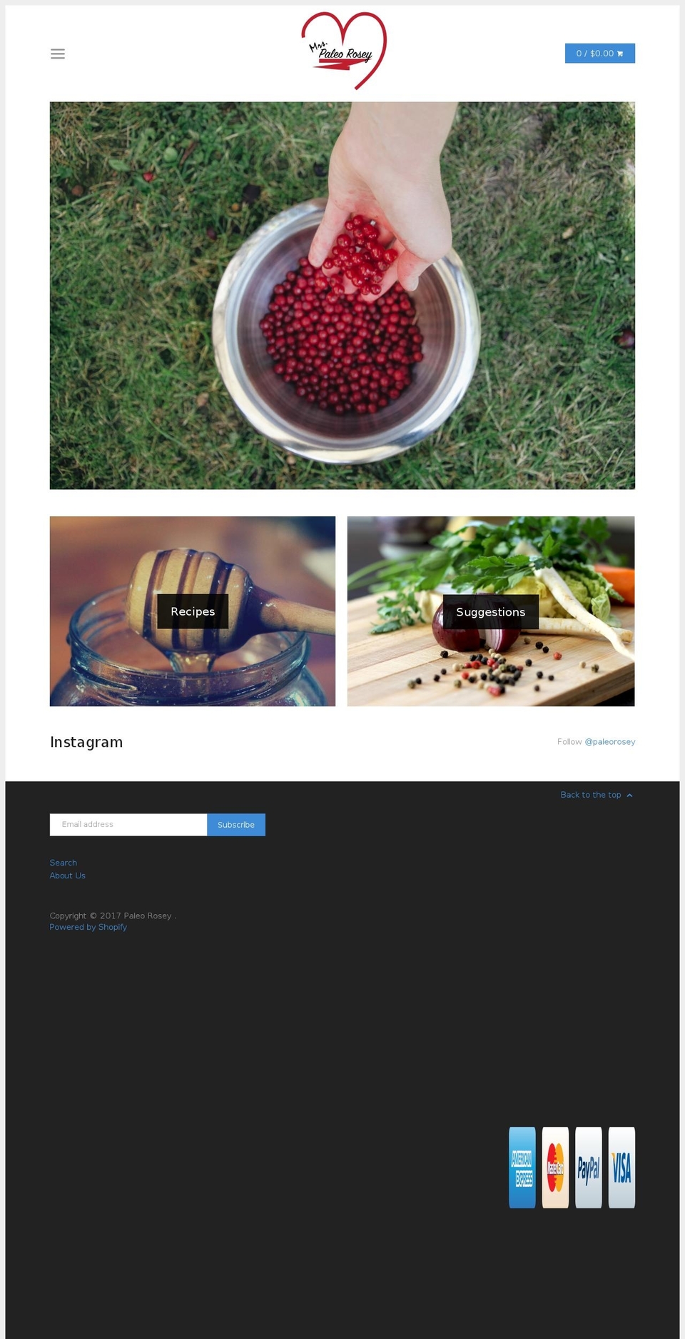 paleorosey.com shopify website screenshot