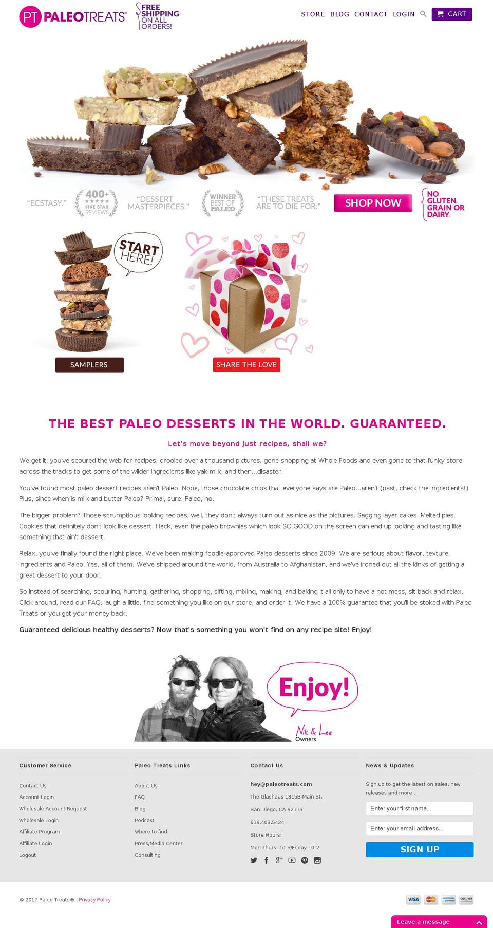 paleotreats.com shopify website screenshot