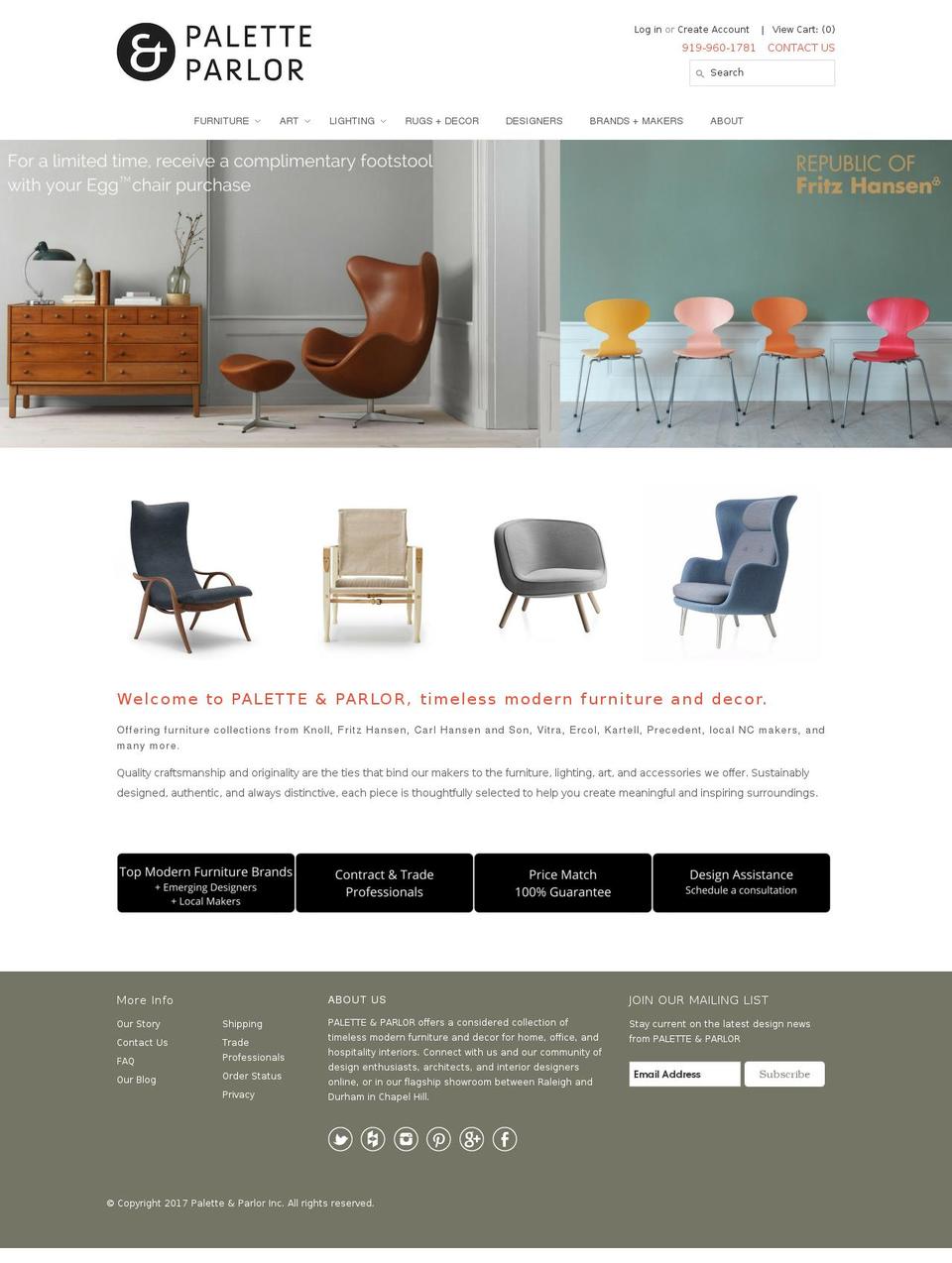 paletteandparlor.com shopify website screenshot