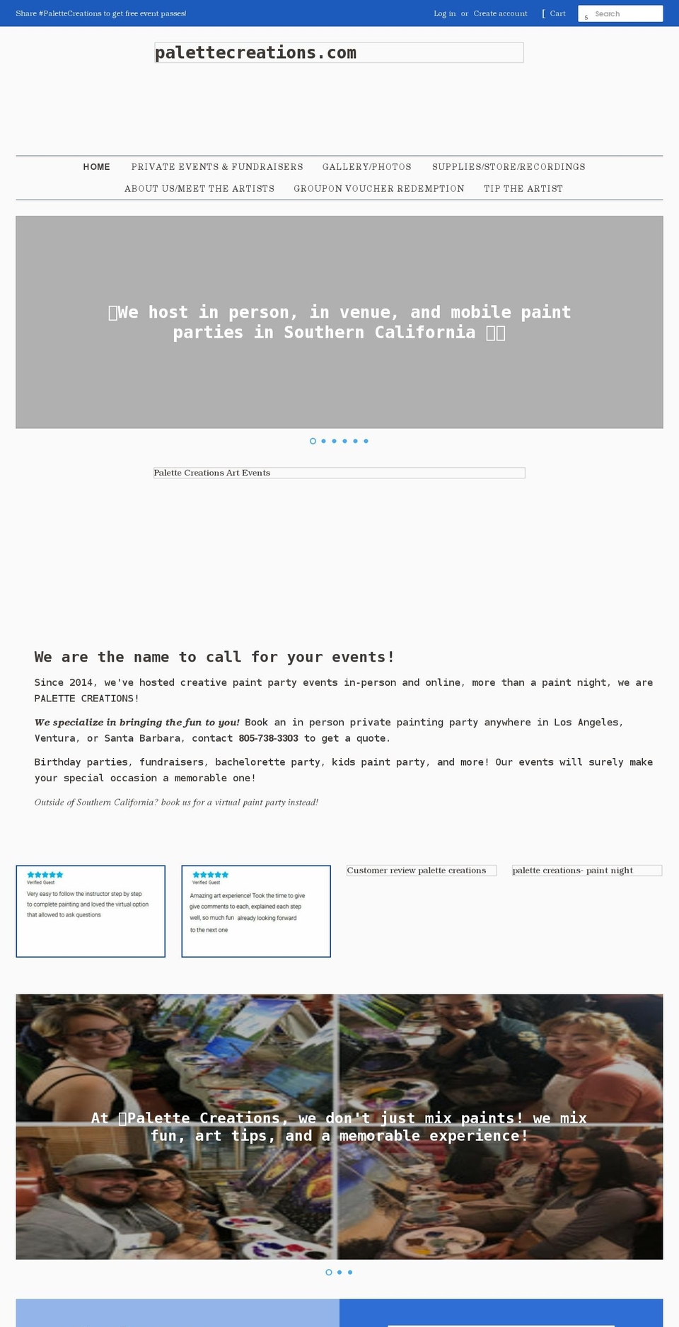 palettecreations.com shopify website screenshot