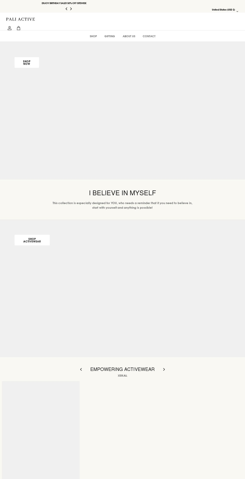 paliactive.com shopify website screenshot
