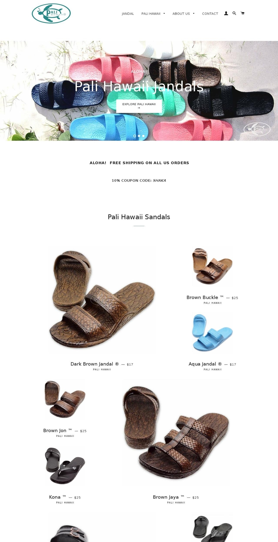 palihawaii.com shopify website screenshot