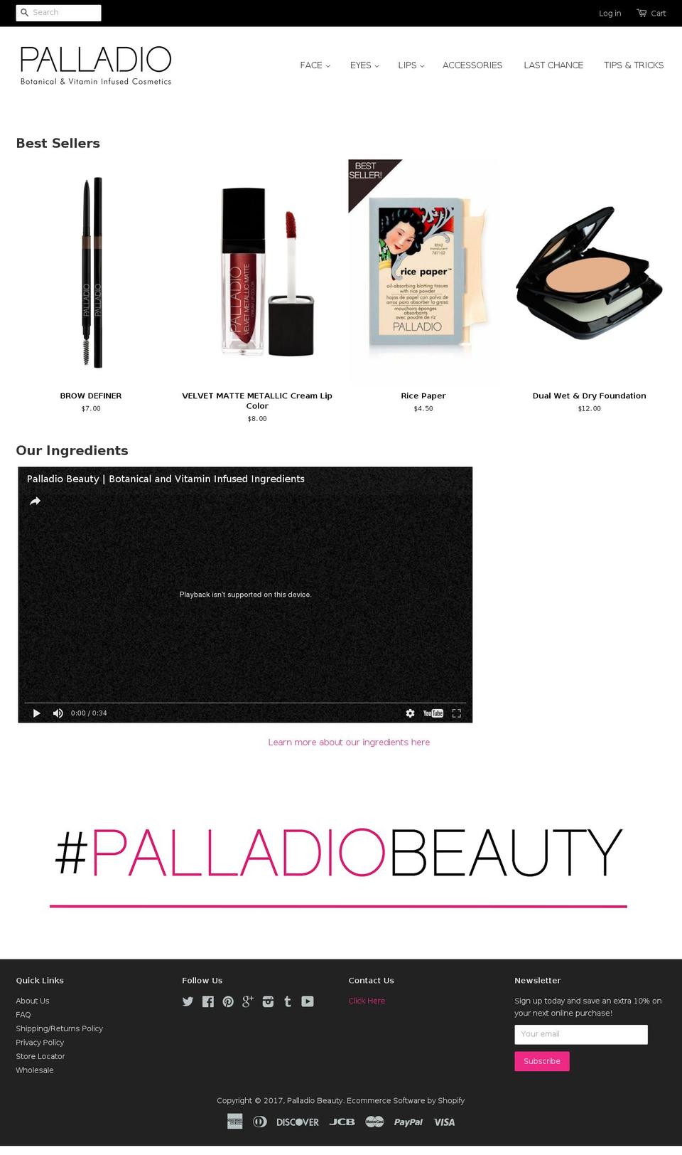 palladiobeauty.com shopify website screenshot