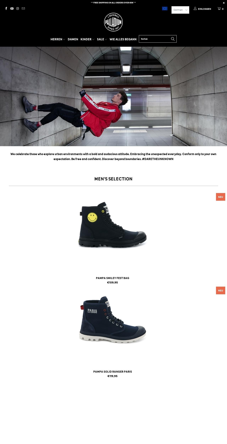 palladiumboots.de shopify website screenshot