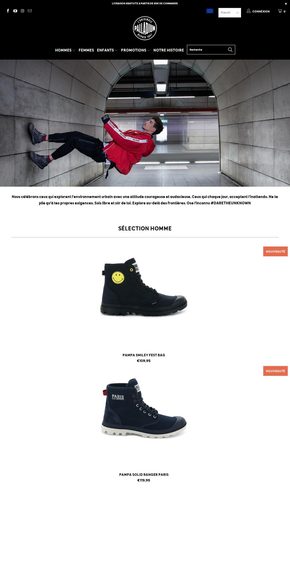 palladiumboots.fr shopify website screenshot