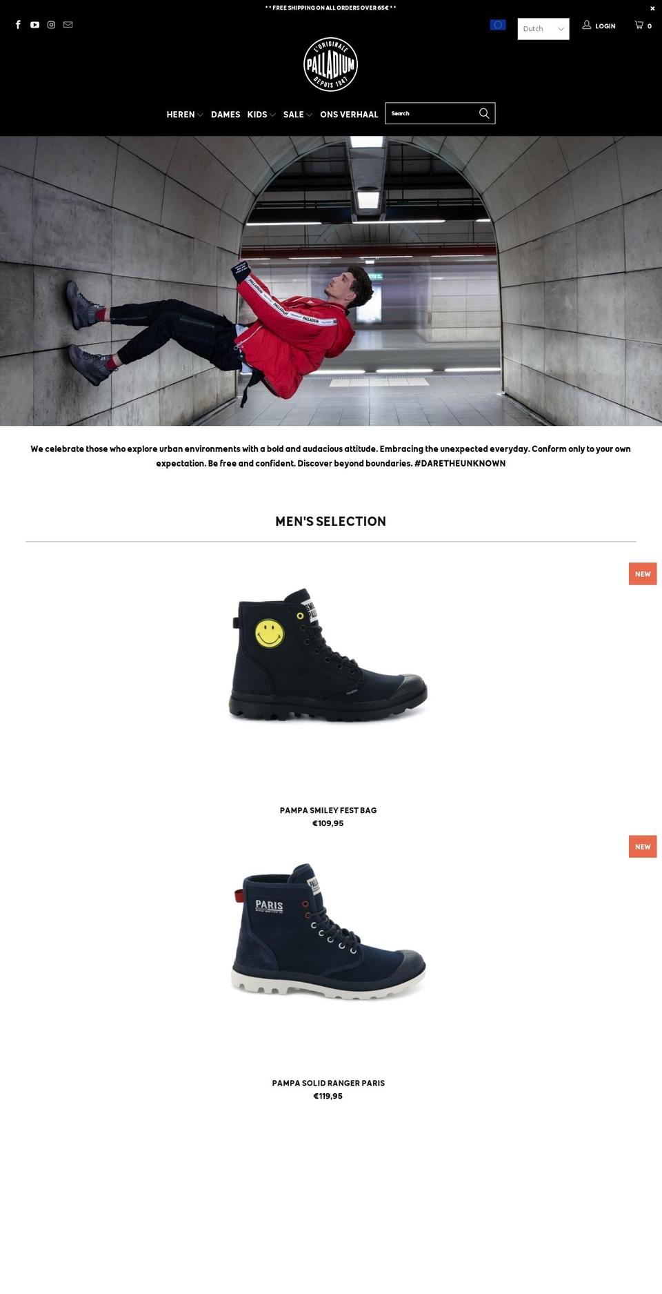 palladiumboots.nl shopify website screenshot