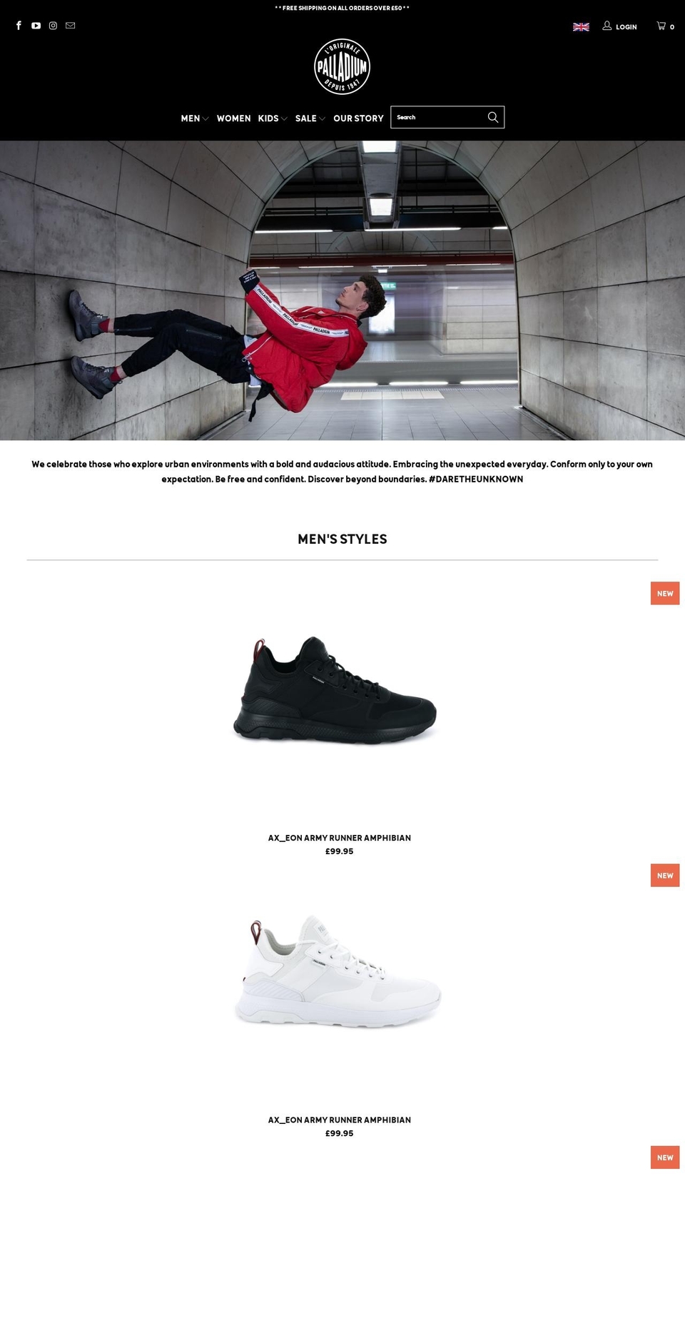 palladiumboots.uk shopify website screenshot