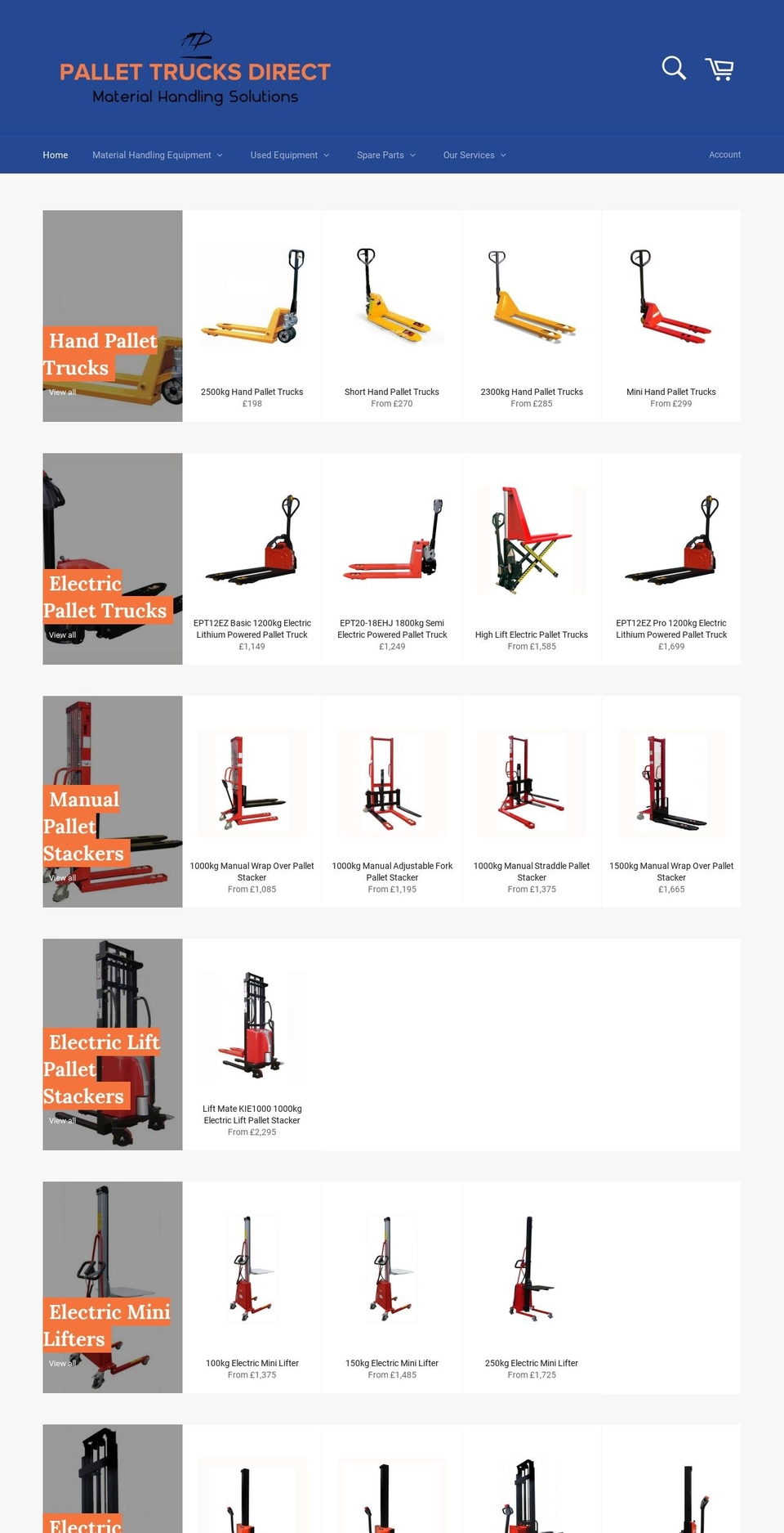 pallet-trucksdirect.co.uk shopify website screenshot