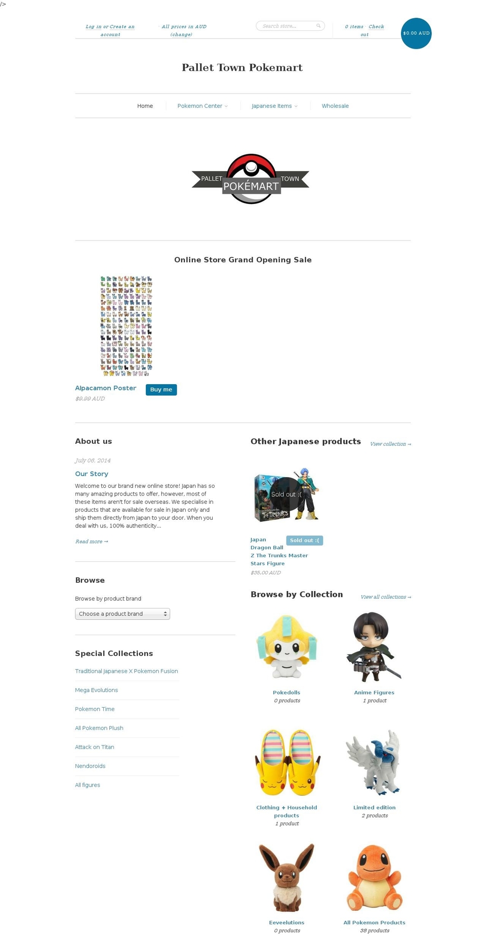 pallettownpokemart.com shopify website screenshot