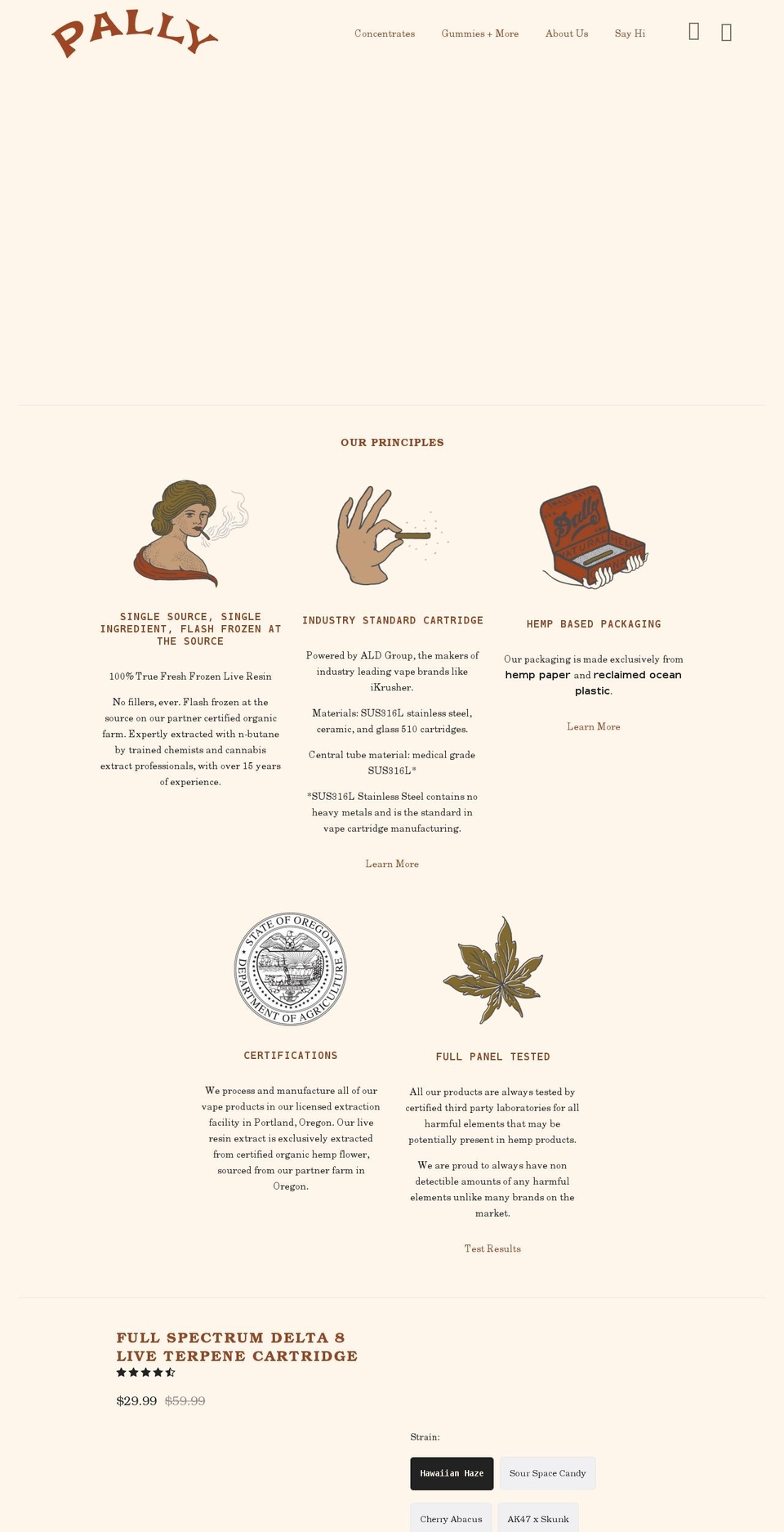 pallyhemp.com shopify website screenshot