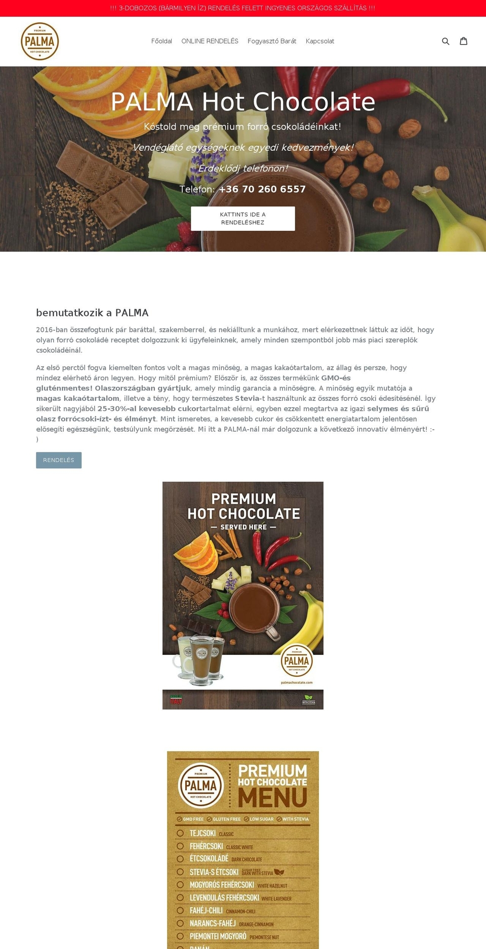 palmachocolate.com shopify website screenshot