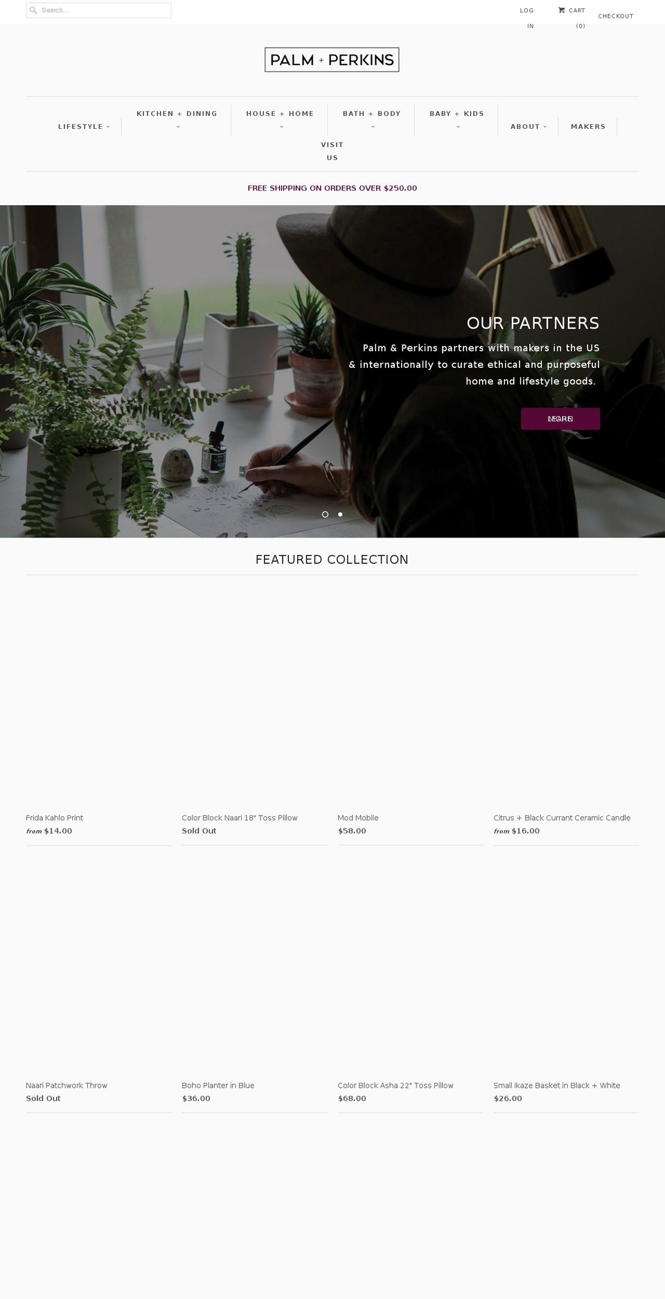 palmandperkins.com — Shopify storefront screenshot