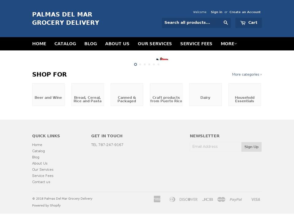 palmasdelmargrocerydelivery.com — Shopify storefront screenshot