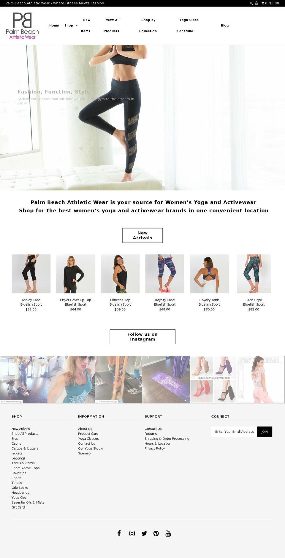 palmbeachfitnesswear.com shopify website screenshot