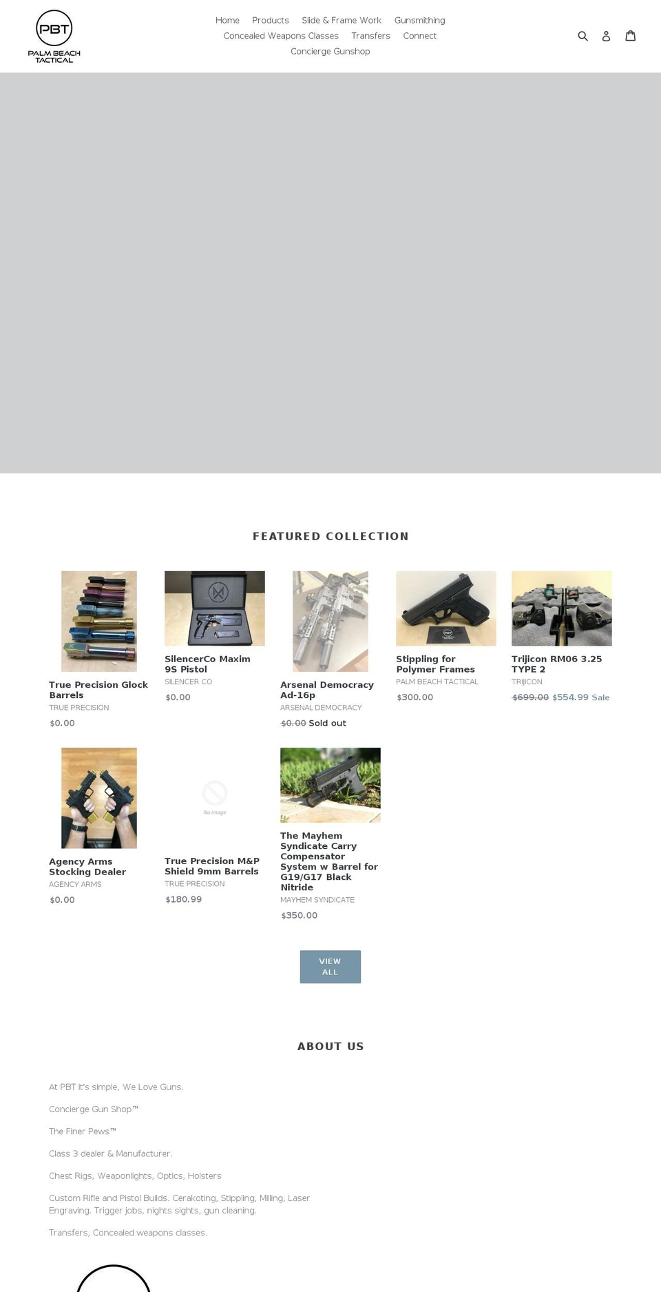 palmbeachtactical.net shopify website screenshot