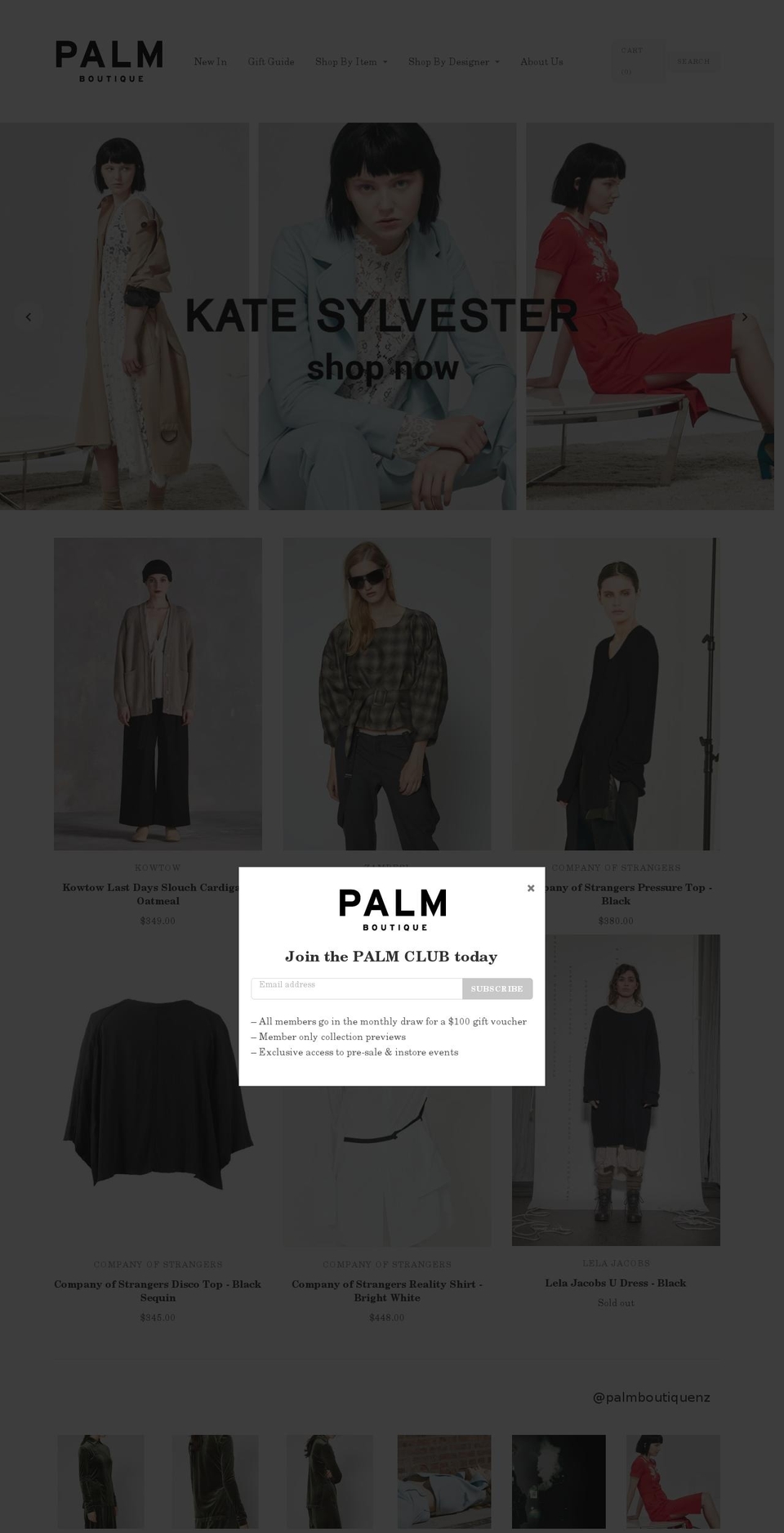 palmboutique.co.nz shopify website screenshot