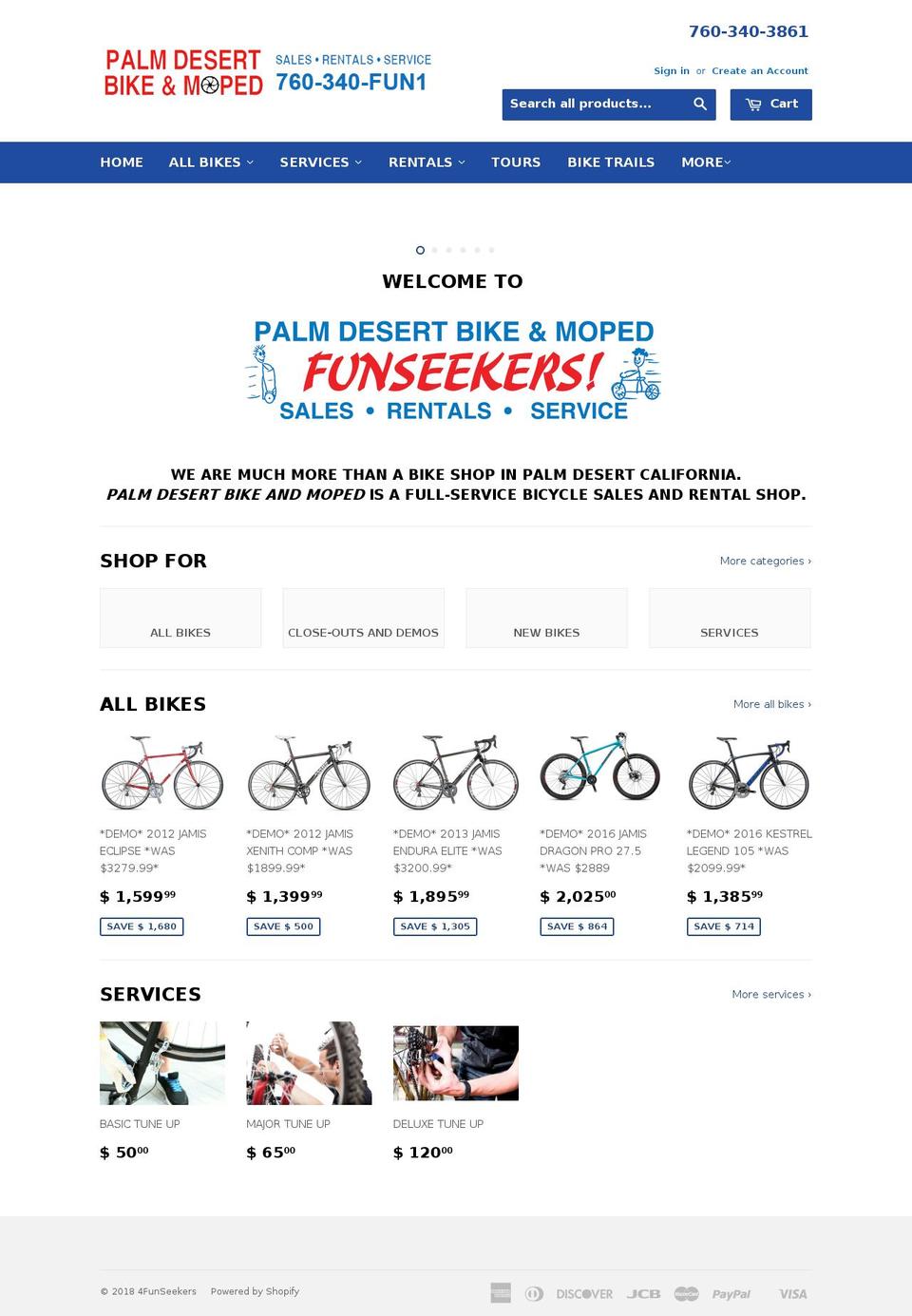 palmdesertbikes.com — Shopify storefront screenshot