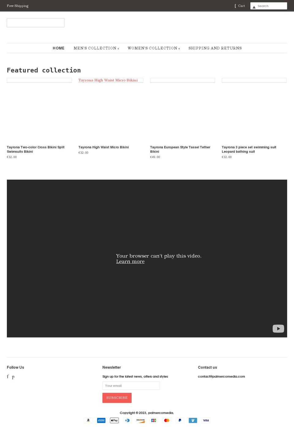 palmercomedia.com shopify website screenshot