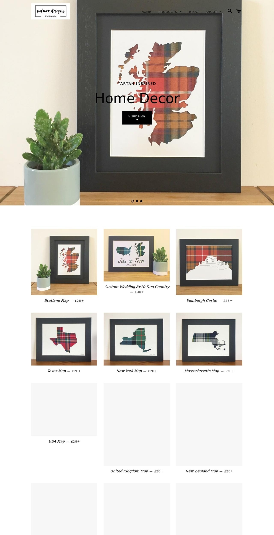 palmerdesignsscotland.com — Shopify storefront screenshot