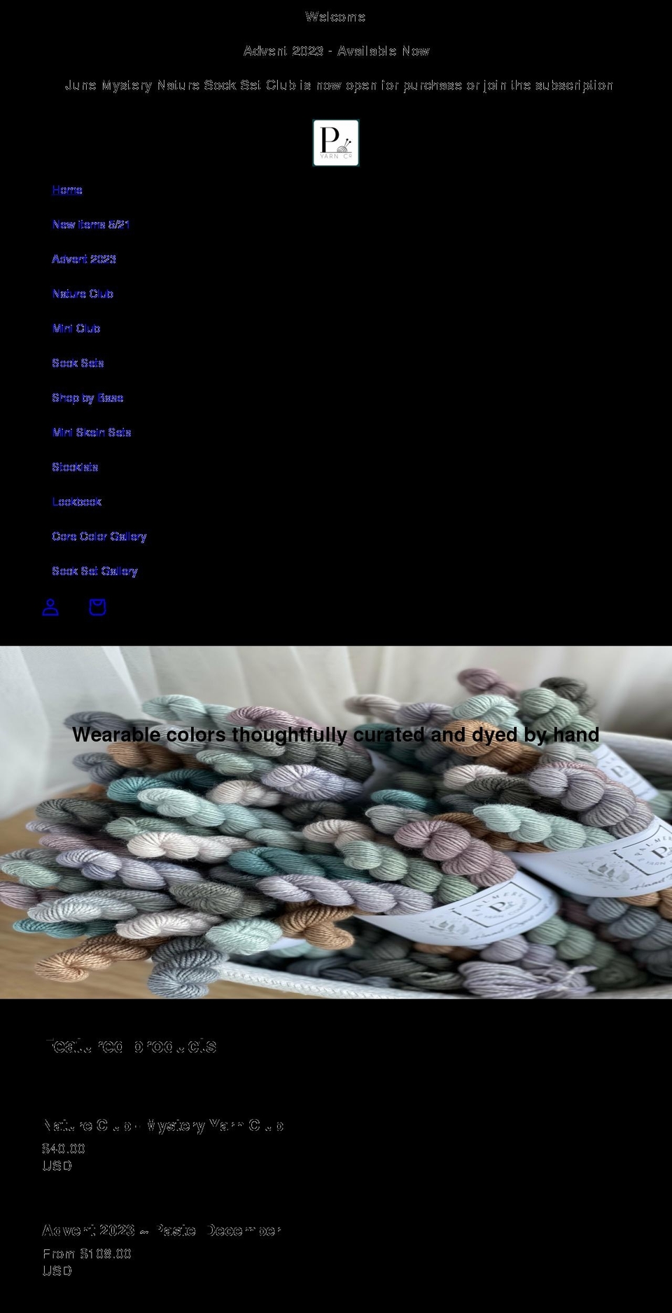 palmeryarnco.com shopify website screenshot