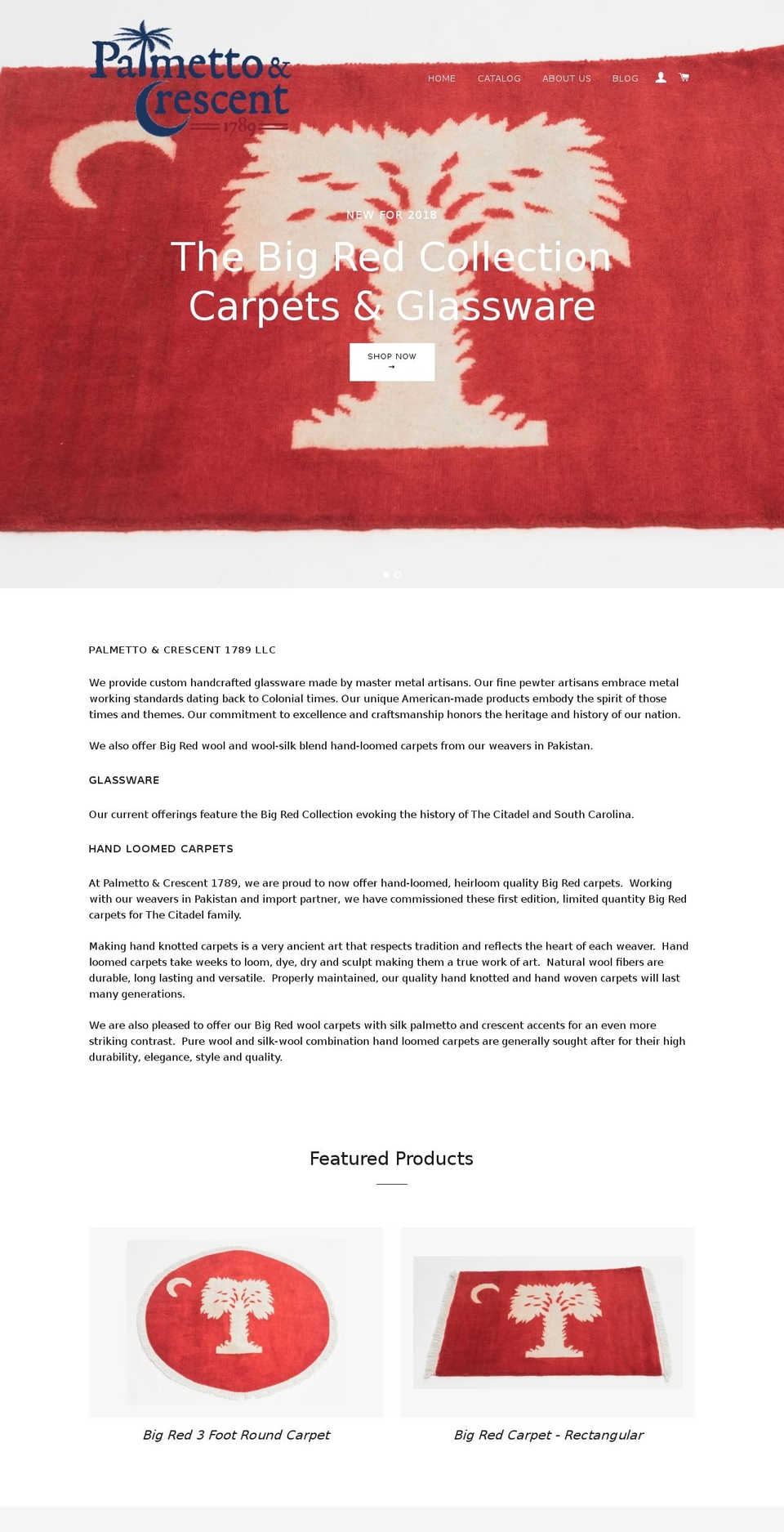 palmettoandcrescent1789.com — Shopify storefront screenshot