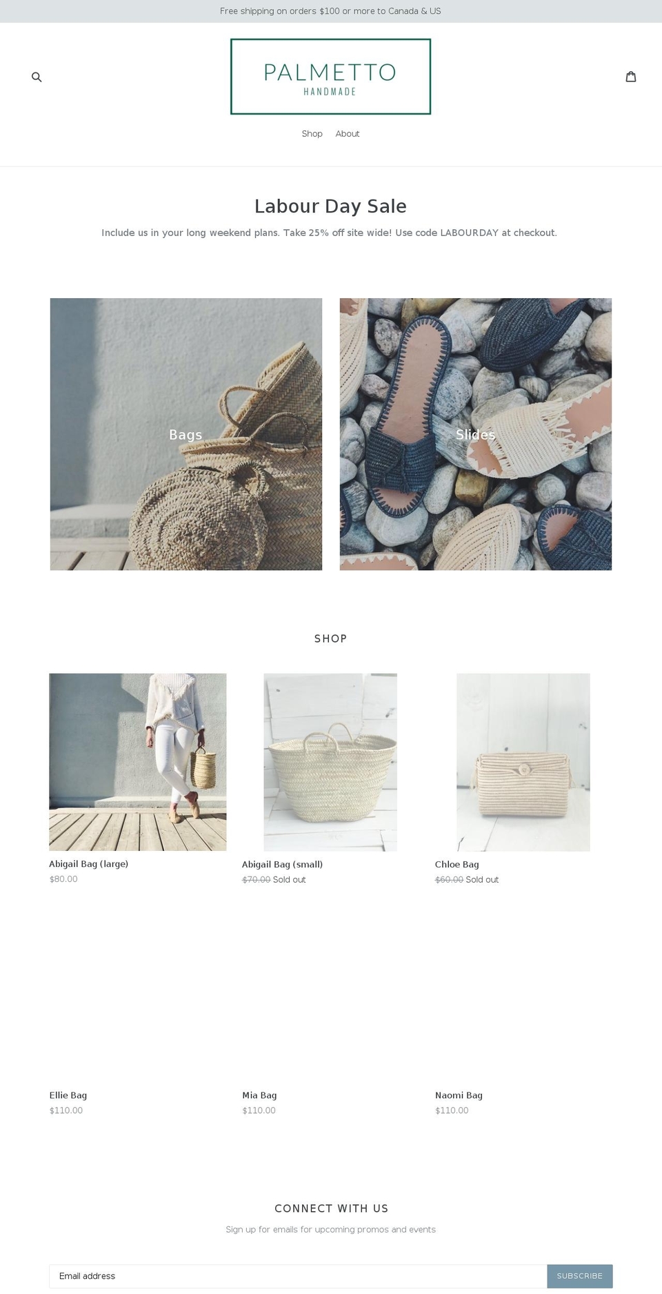 palmettohandmade.com — Shopify storefront screenshot