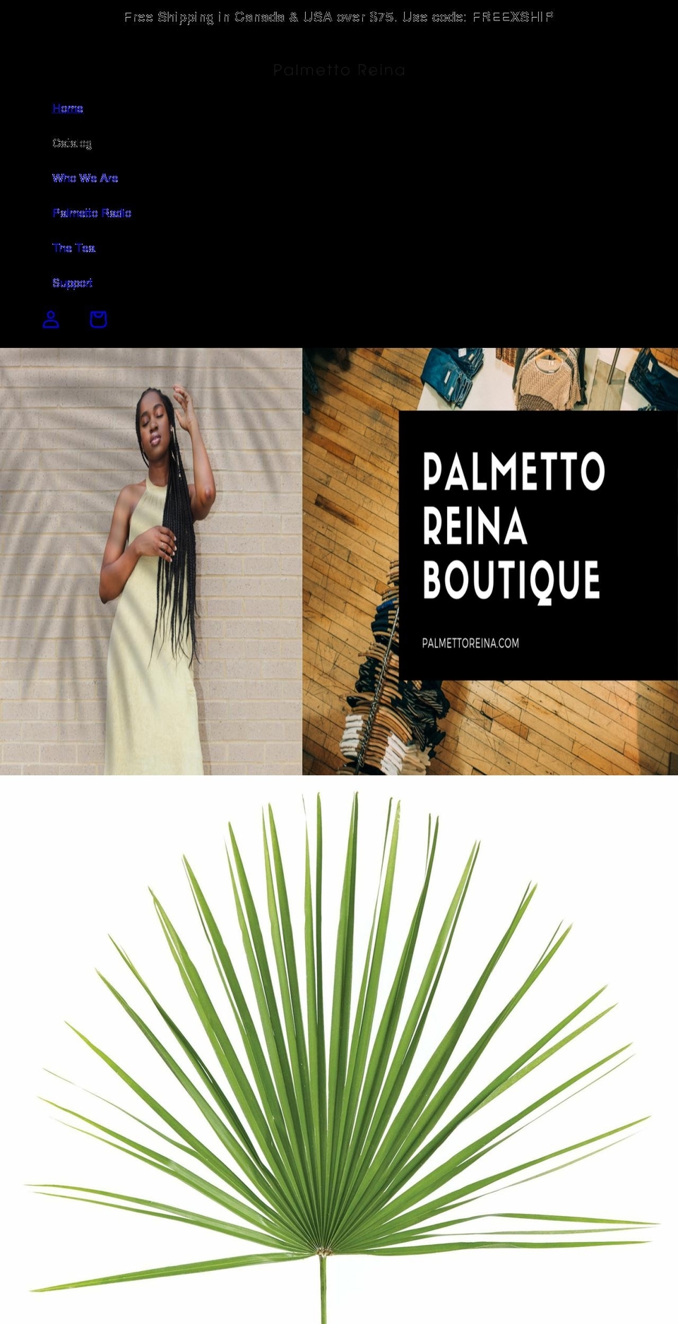 palmettoreina.com shopify website screenshot
