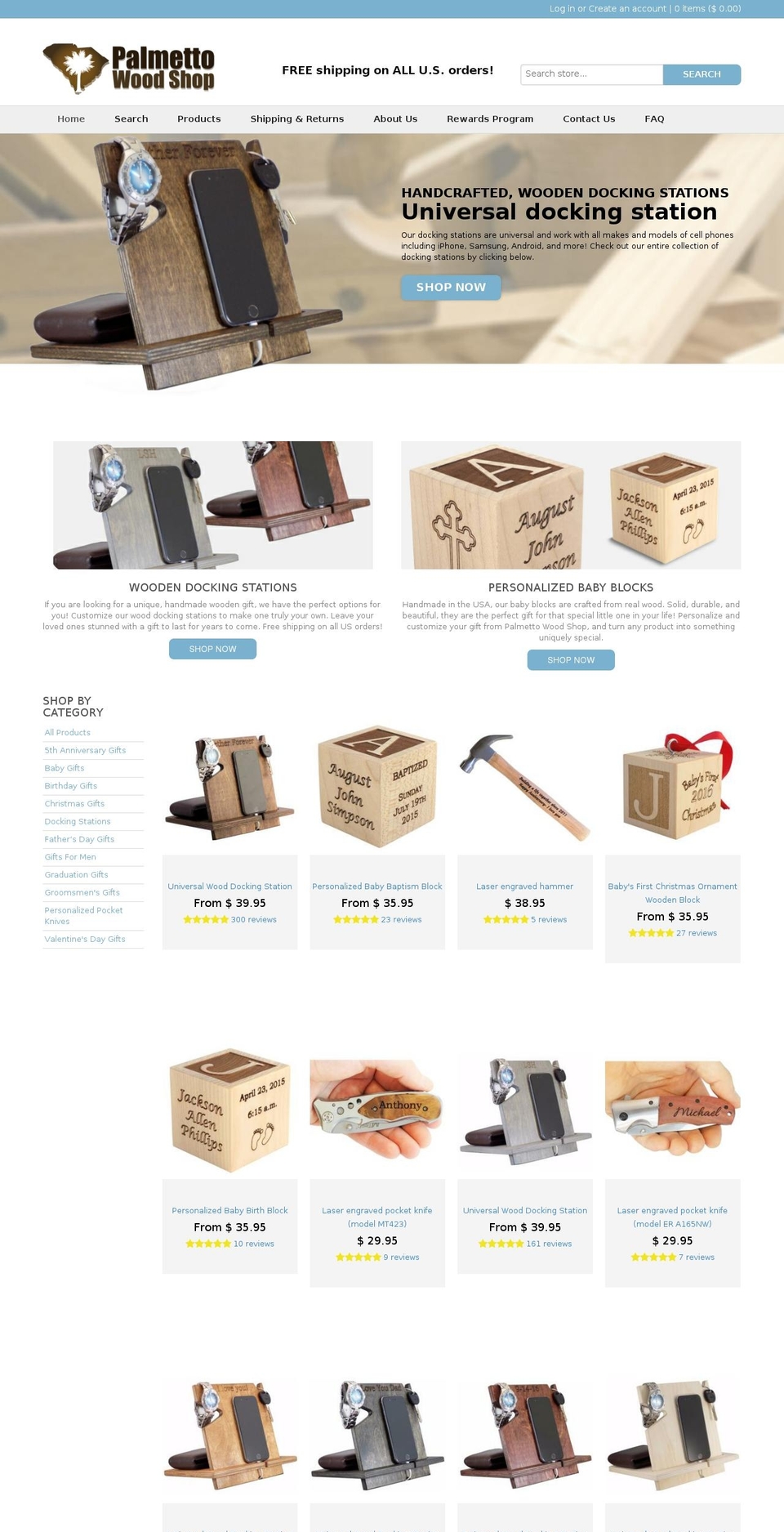 palmettowoodshop.com shopify website screenshot