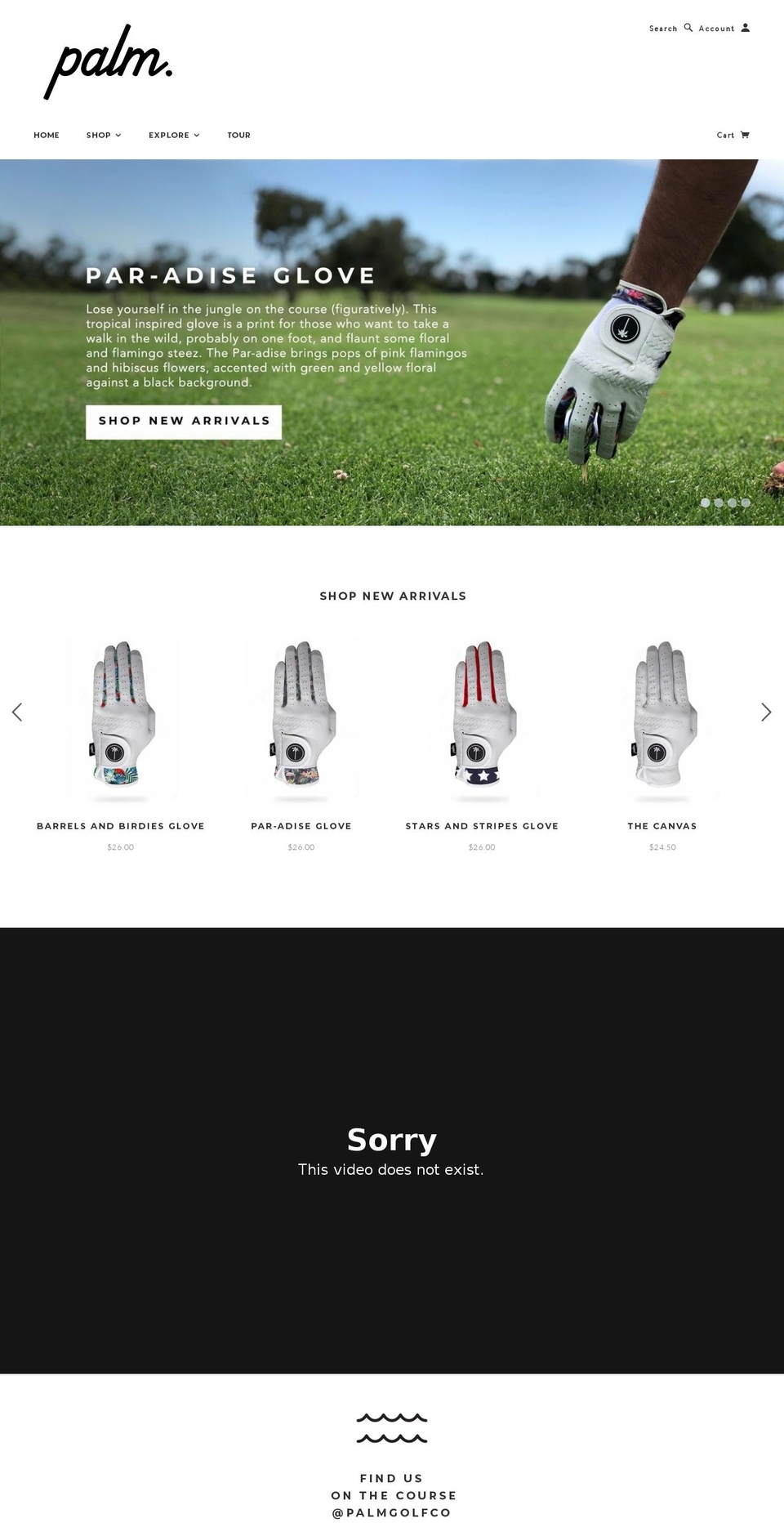 palmgolfco.com shopify website screenshot