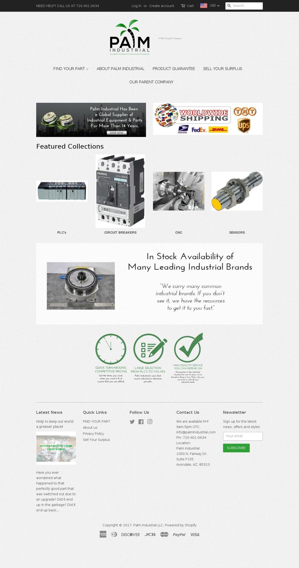 palmindustrial.com shopify website screenshot