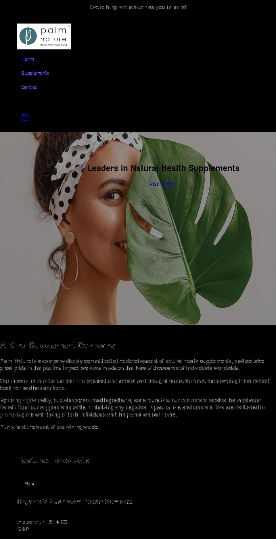 palmnature.com shopify website screenshot