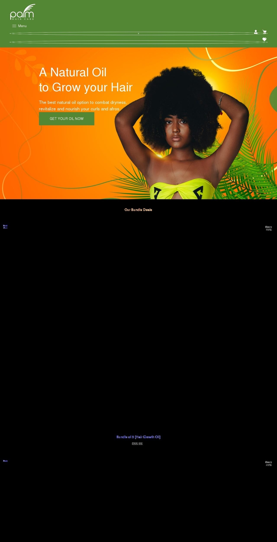 palmoilcare.com shopify website screenshot