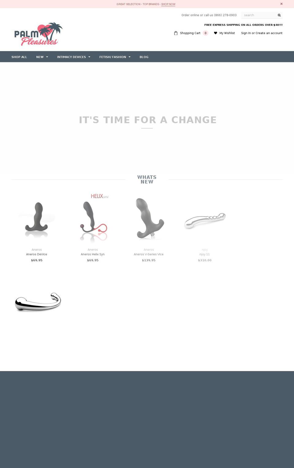 palmpleasures.com — Shopify storefront screenshot