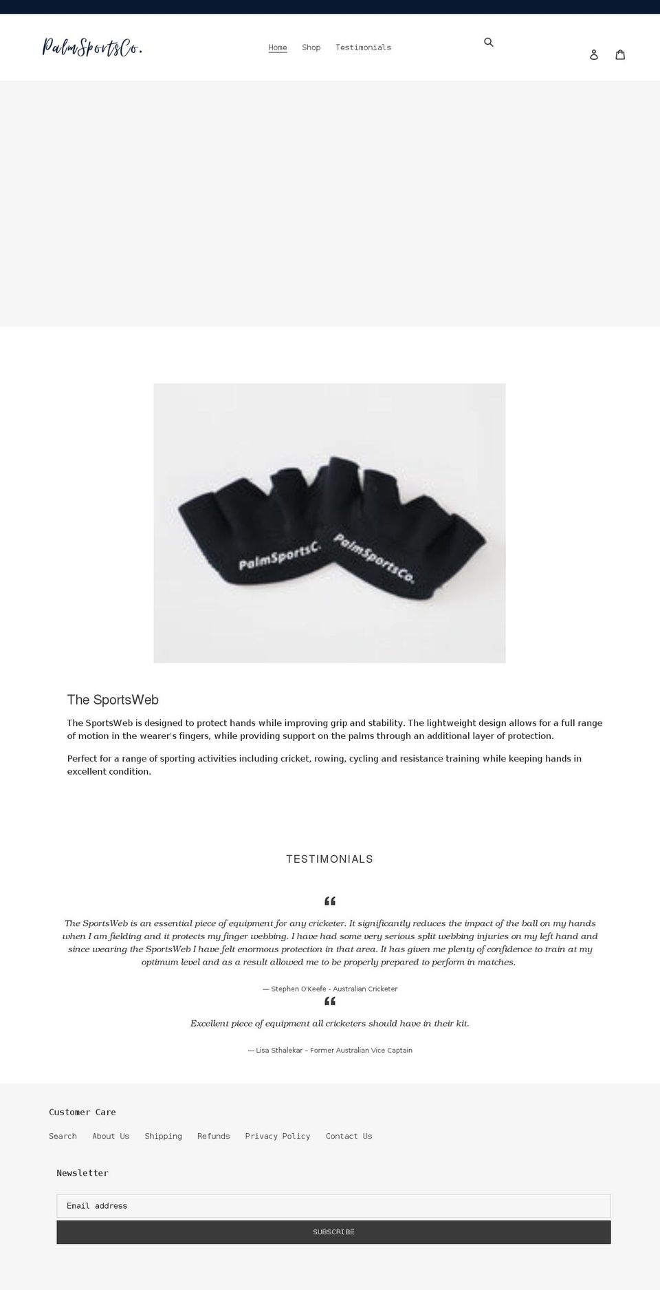 palmsportsco.com shopify website screenshot