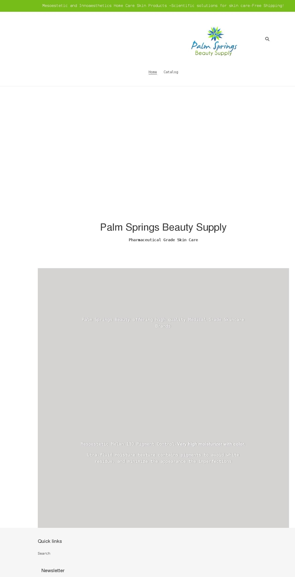 palmspringsbeautysupply.com shopify website screenshot