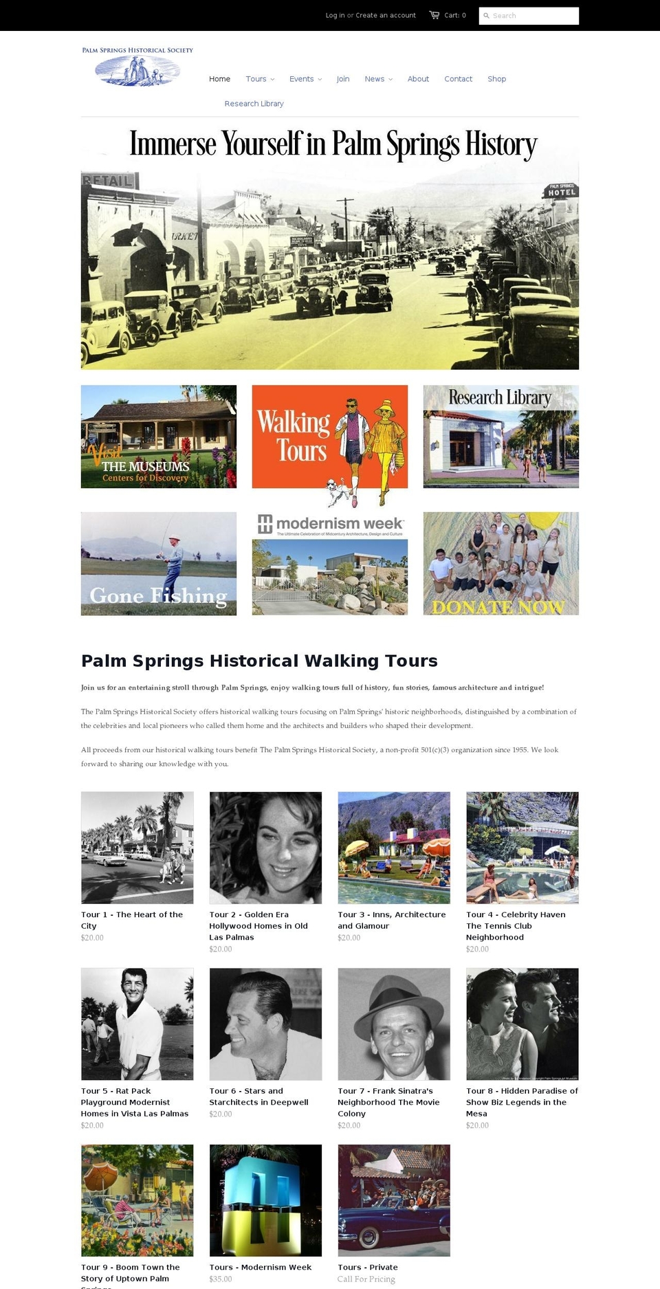 palmspringshistoricalsociety.com — Shopify storefront screenshot