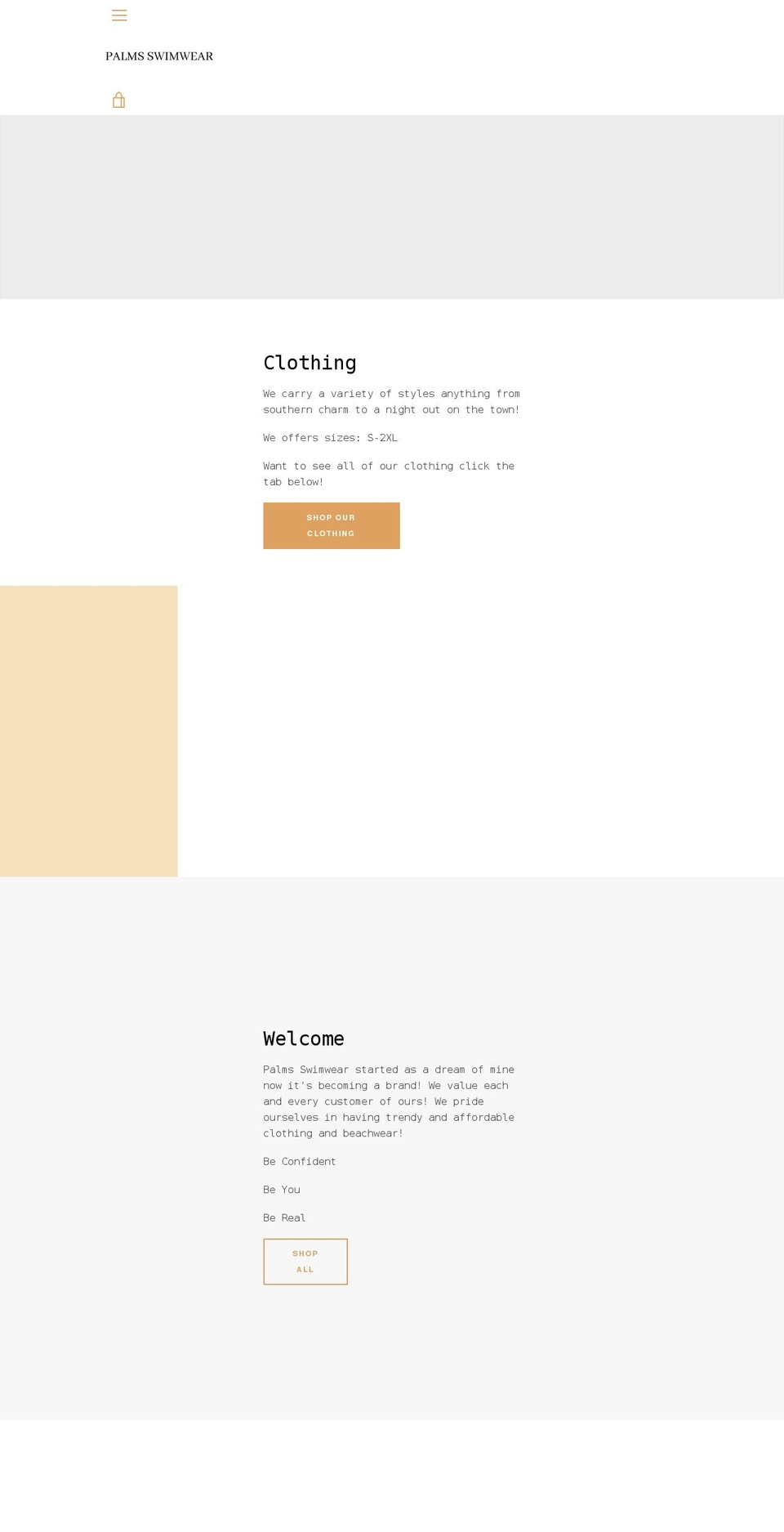 palmsswimwear.com shopify website screenshot
