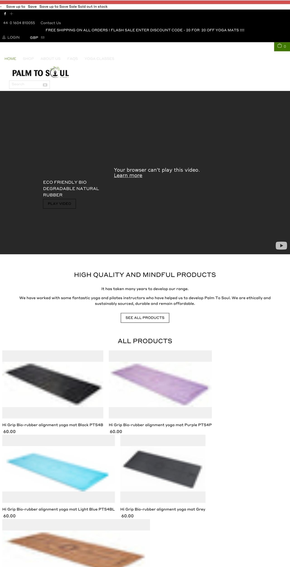 palmtosoul.com shopify website screenshot