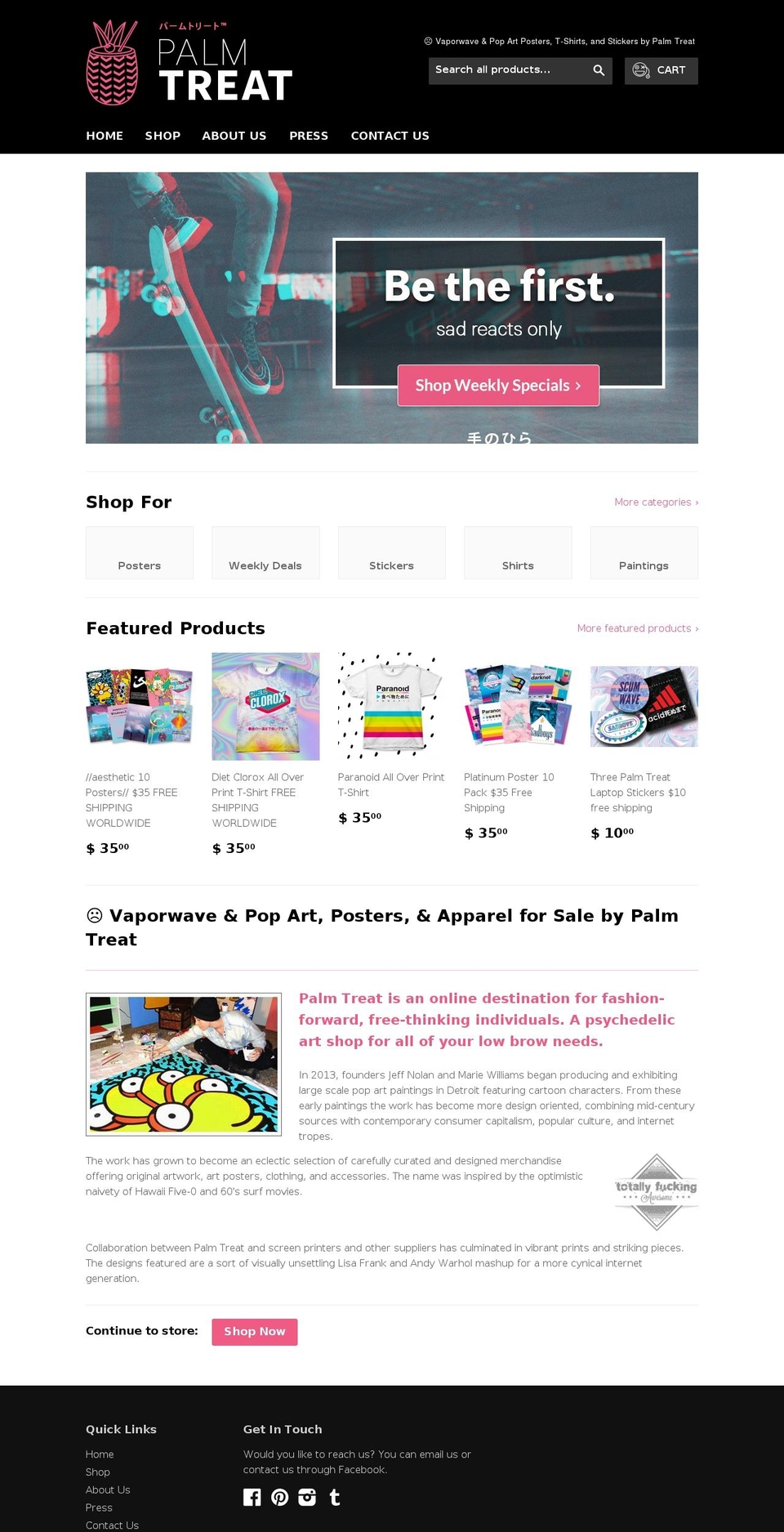 Dawn Shopify theme site example palmtreat.design