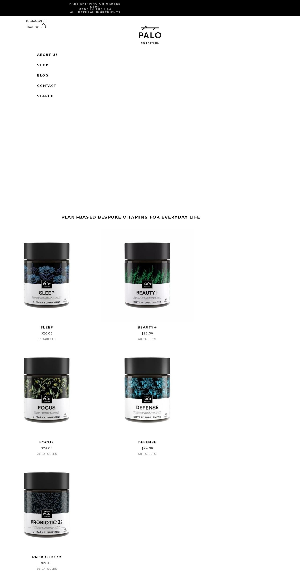 Palo Jan 25 Shopify theme site example palo-nutrition.com