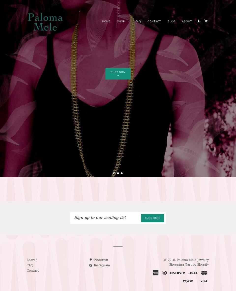 palomamelejewelry.com shopify website screenshot