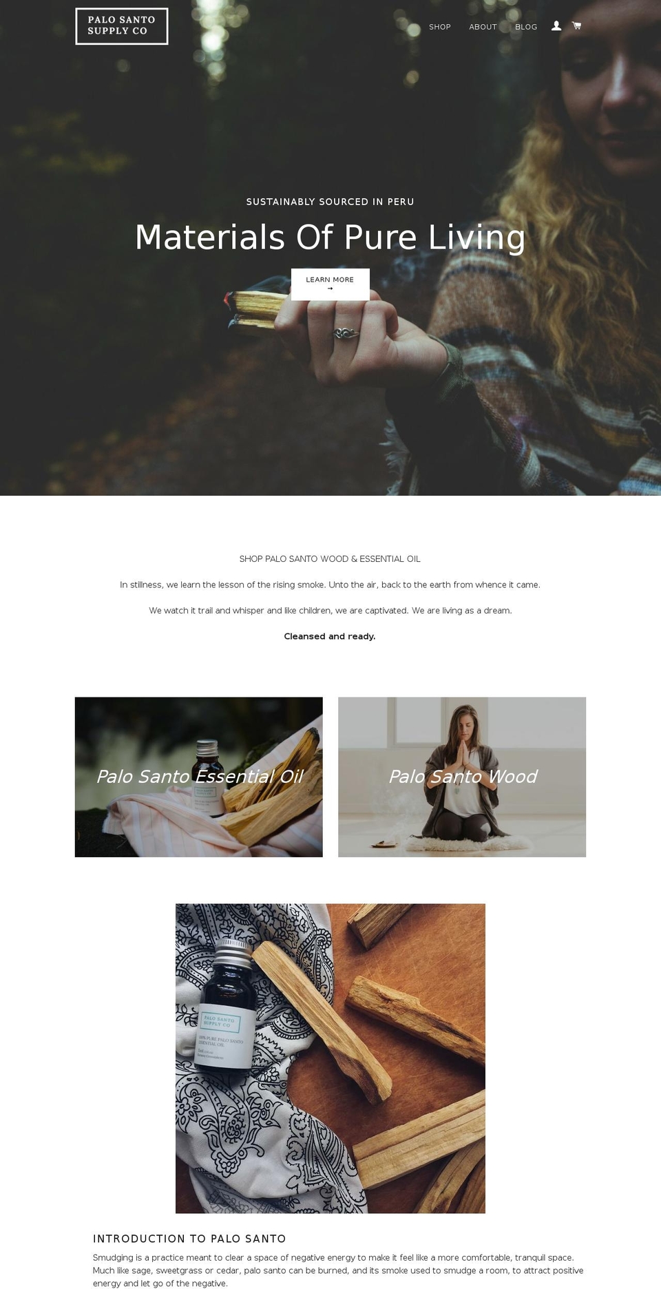 palosantosupply.com — Shopify storefront screenshot