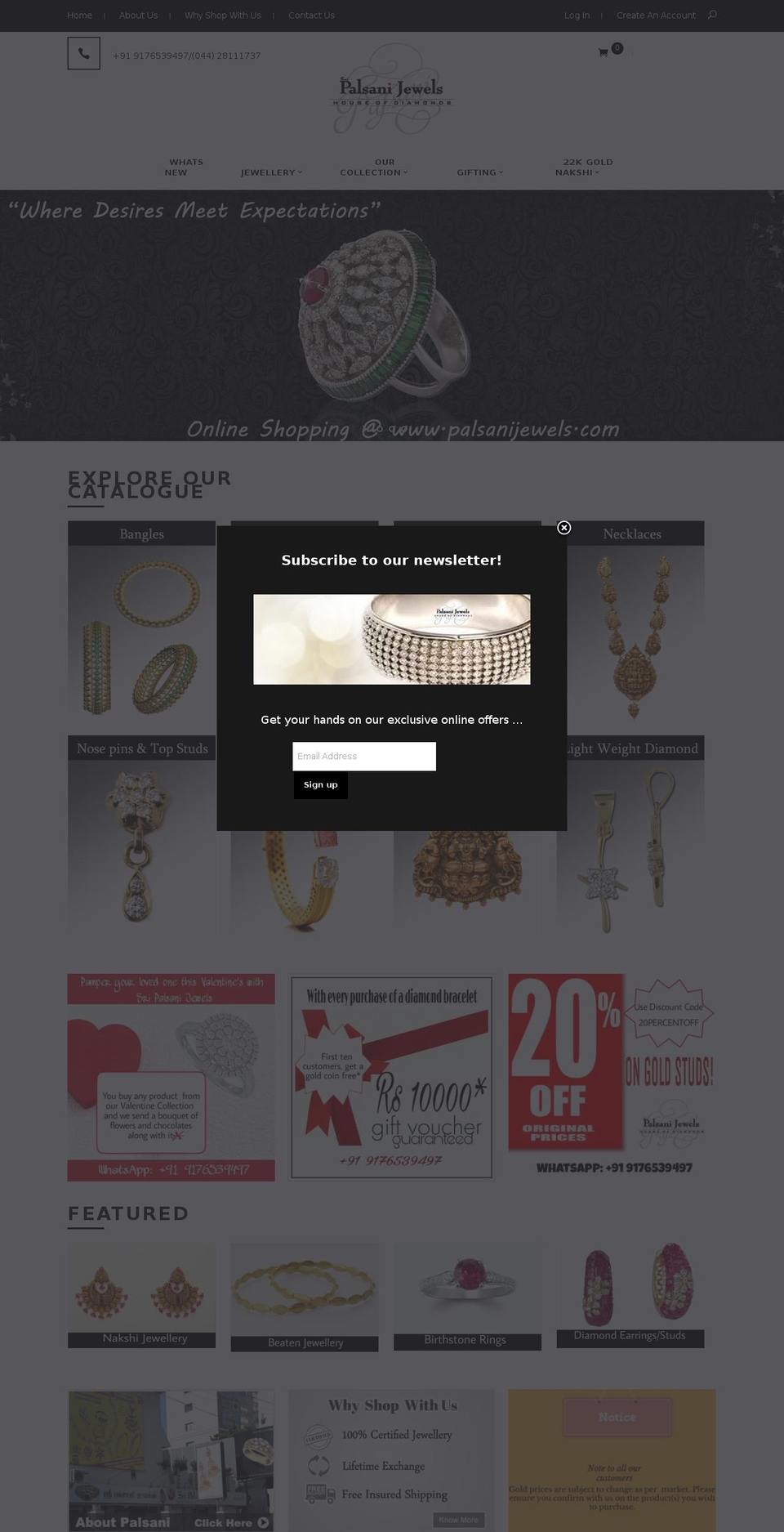 palsanijewels.com shopify website screenshot