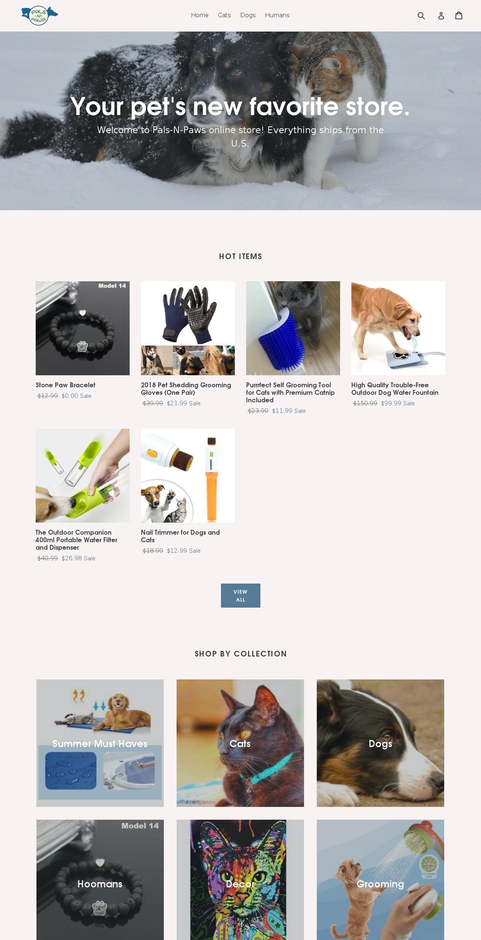 palsnpaws.com — Shopify storefront screenshot