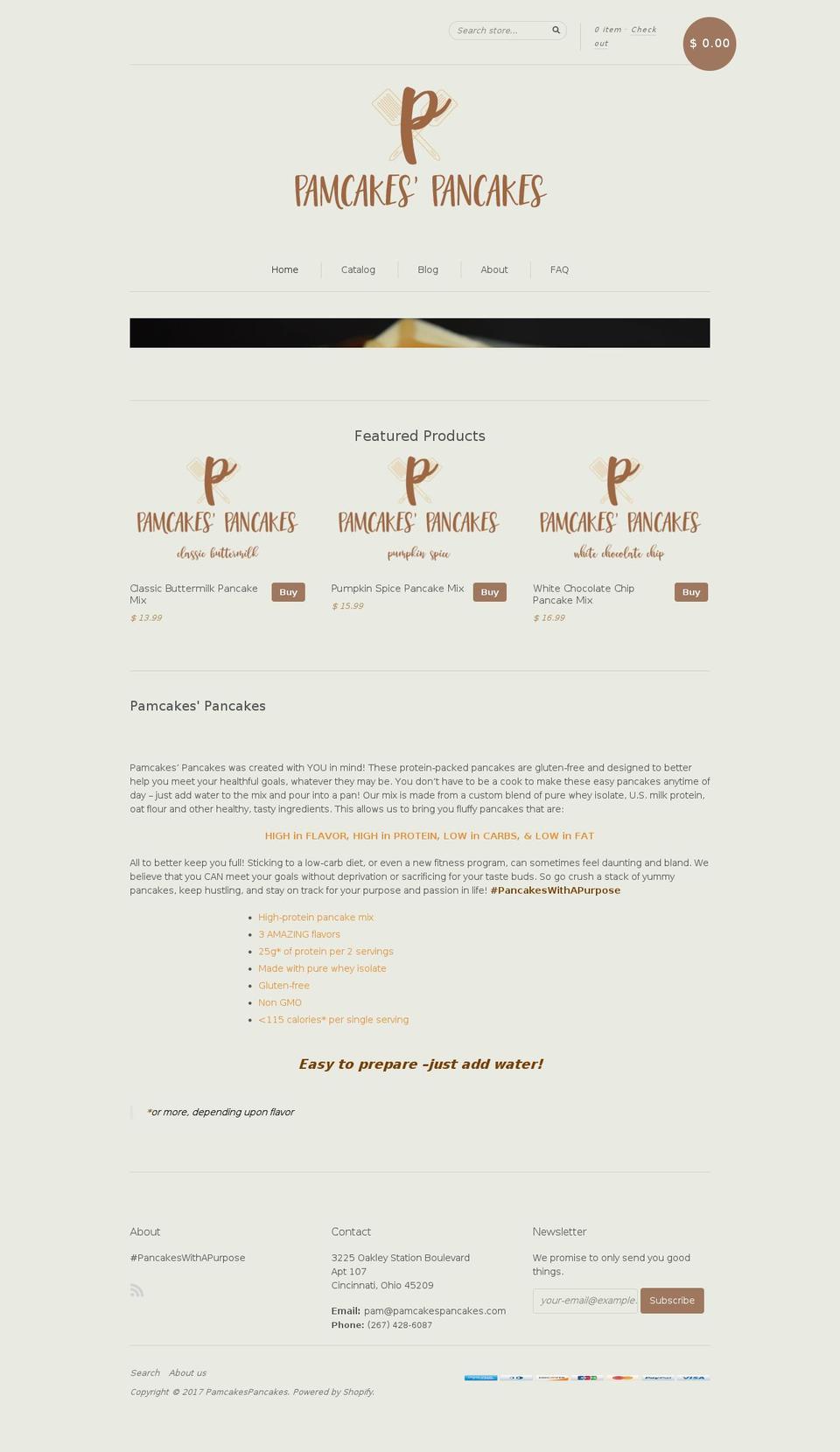 pamcakespancakes.com shopify website screenshot