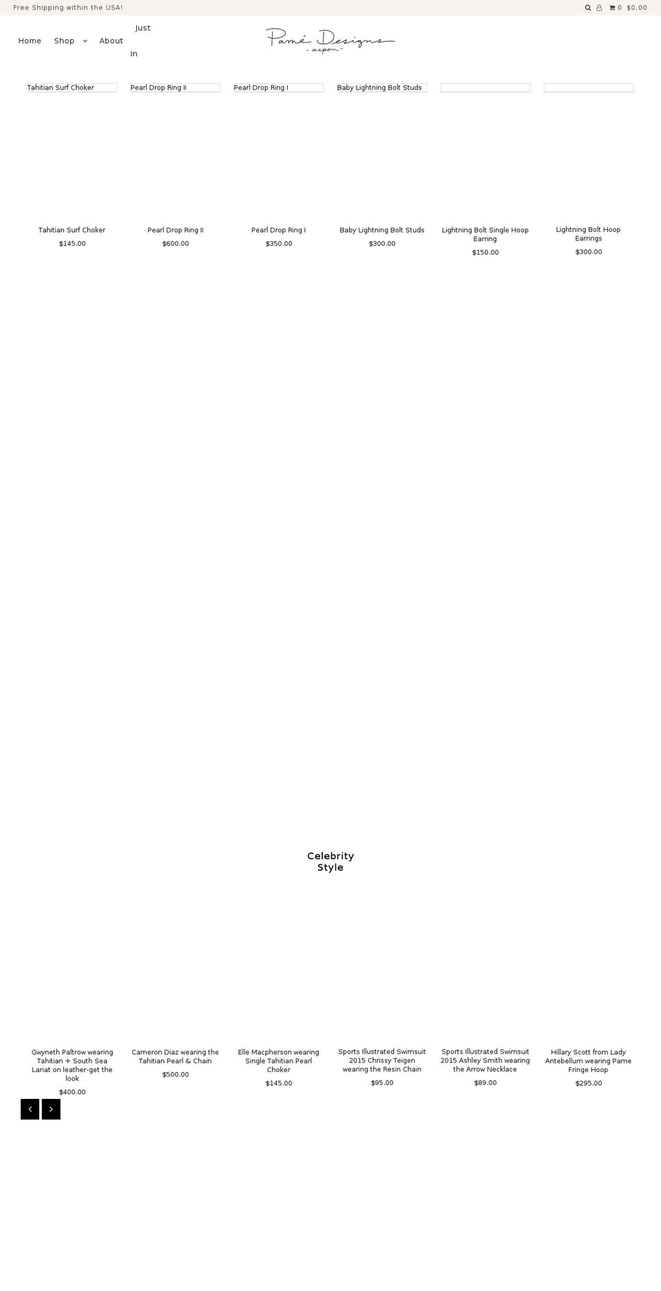 pamedesigns.com shopify website screenshot