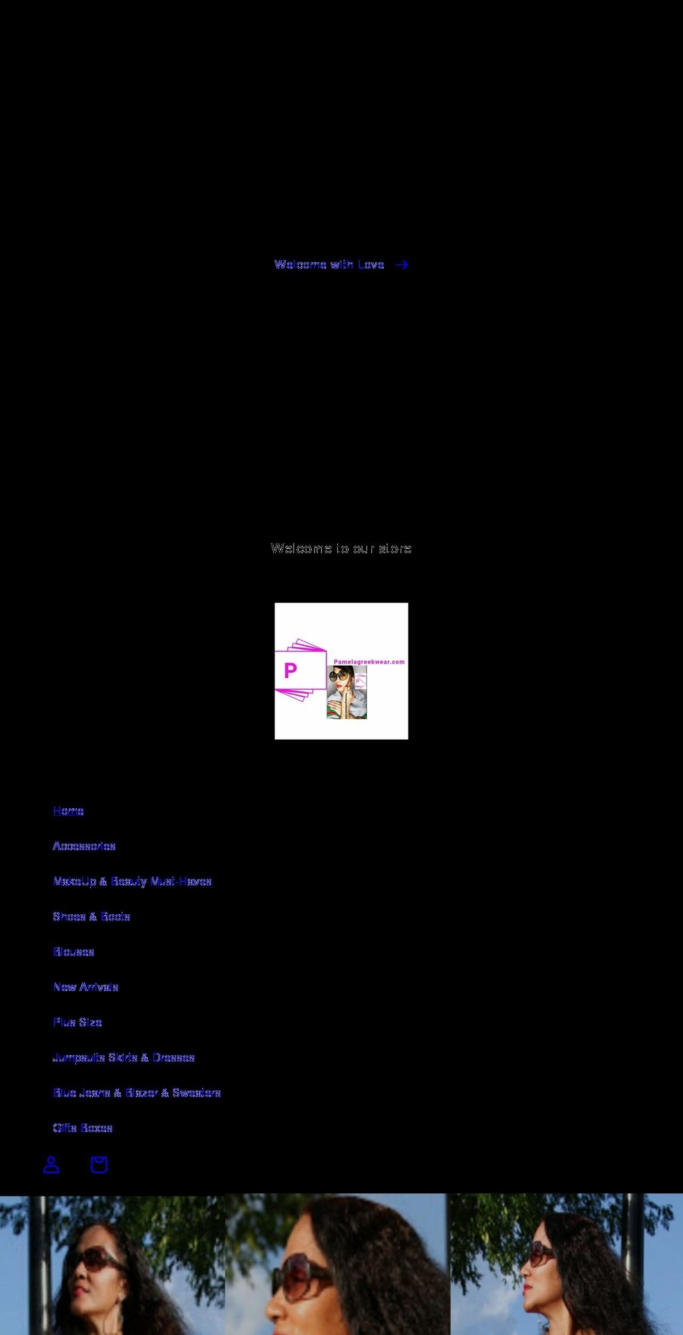 pamelagreekwear.com shopify website screenshot