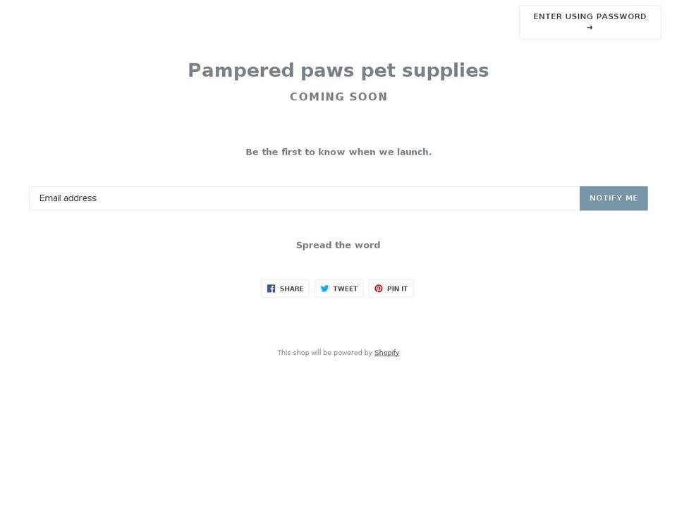 pameredpawspetsupplies.com — Shopify storefront screenshot